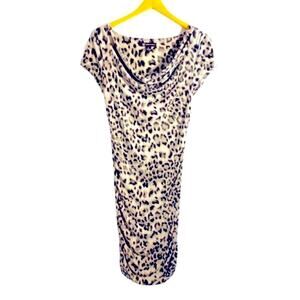 INC International Concepts Black White & Gray Snow Leopard Print Dress, Size M